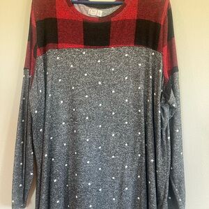 Maurices Red and Gray Long Sleeve Top
